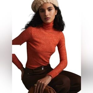 Anthropologie Cropped Turtleneck color orange sz LP
